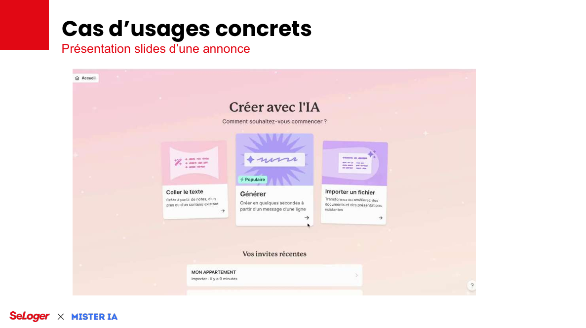 Créer des sildes avec l'IA. 