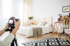 Architect making a photo of interior arrangement