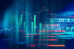 stock market investment graph with indicator and volume data.