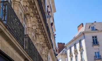 Beautiful view historic buildings in downtown of Nantes, France