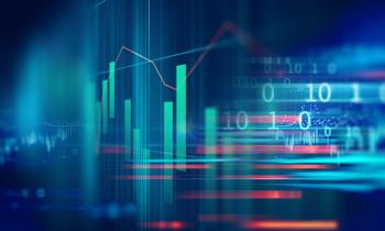 stock market investment graph with indicator and volume data.