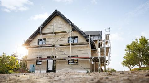 Vue sur une maison individuelle en cours de construction