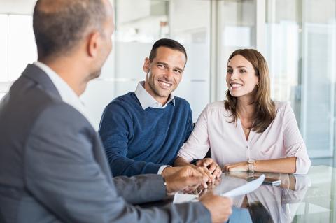 Businessman with customers